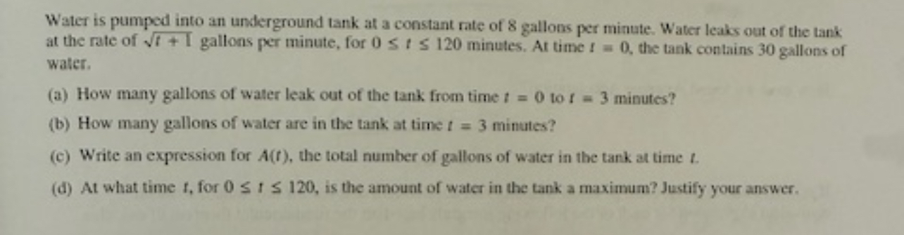 I need help with all parts please Water is pumped