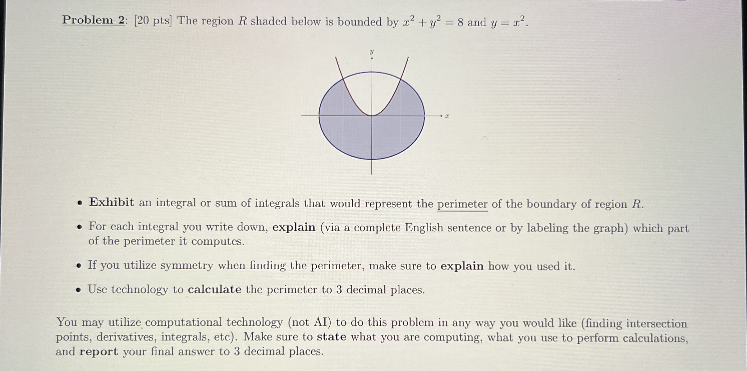 Problem 2 : 2 0 p t s The region R shaded below