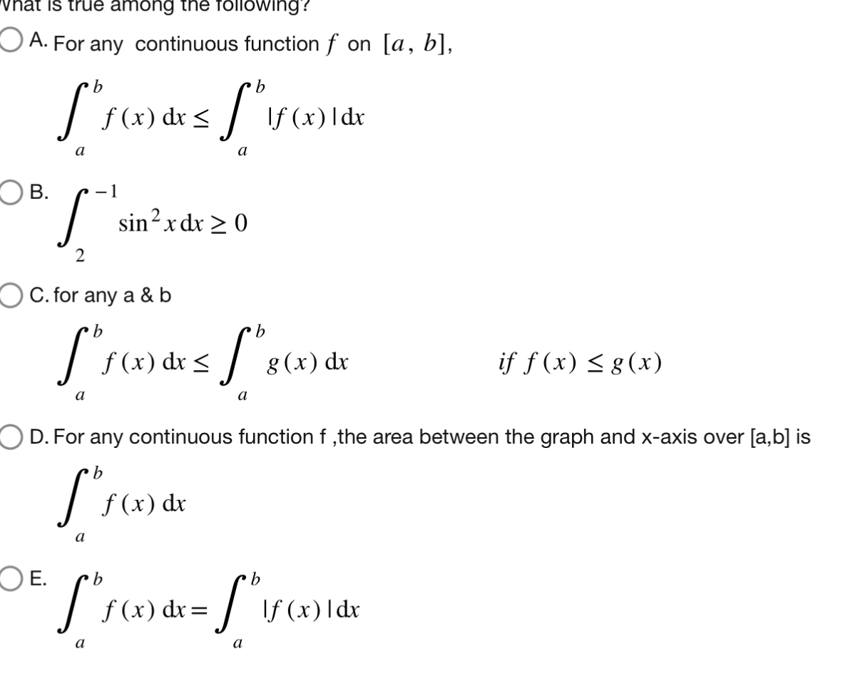 What is true among the tollowing? A . For any