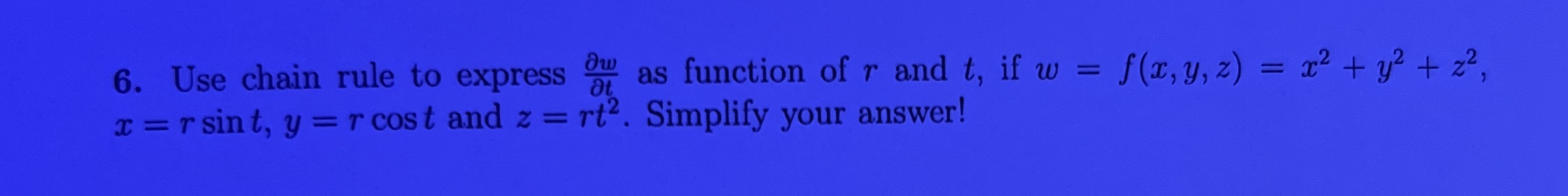 Use chain rule to express d e l w d e l t as
