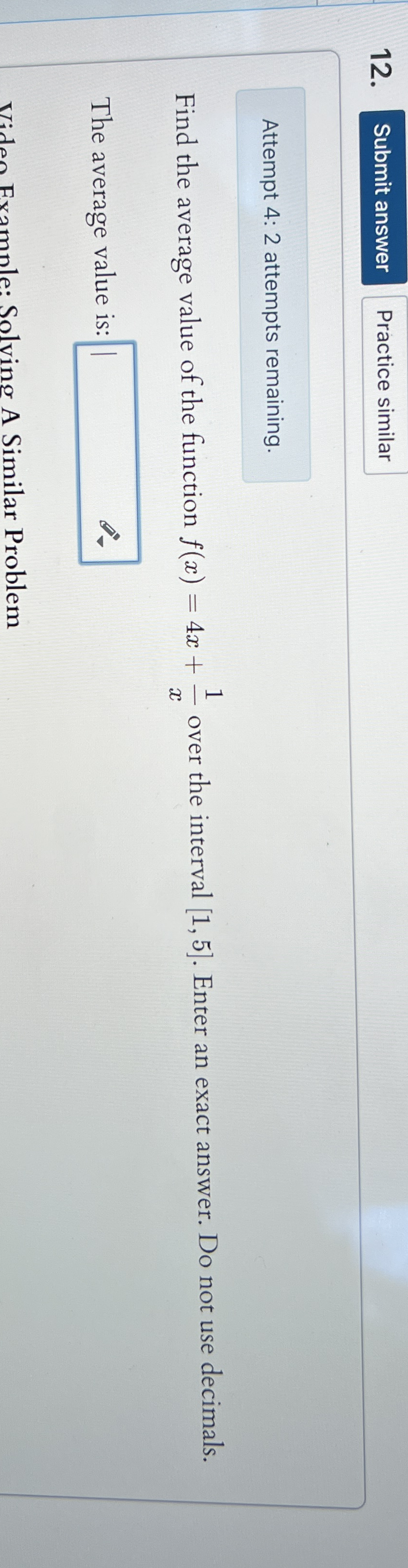Attempt 4 : 2 attempts remaining. Find the