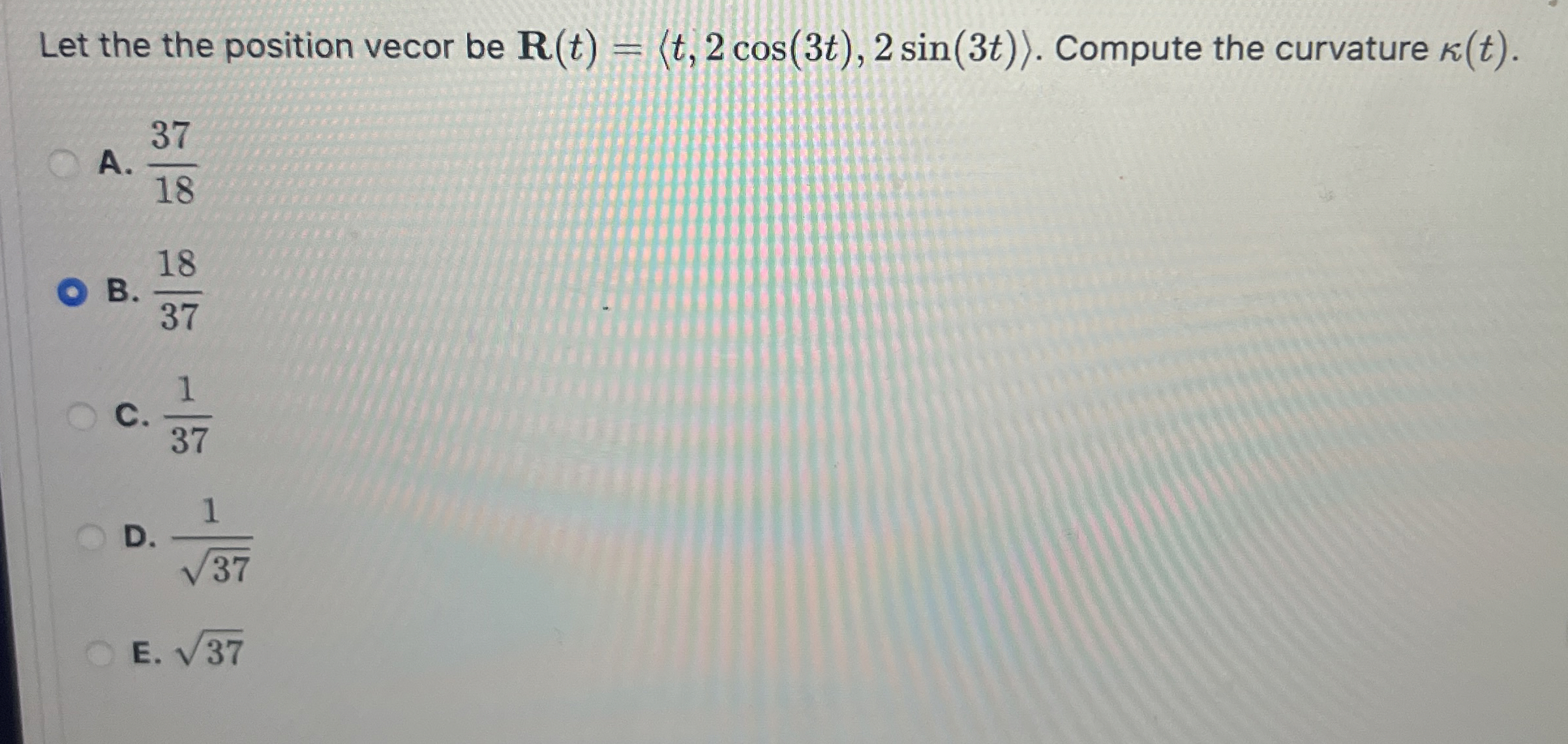 Let the the position vecor be R ( t ) = ( : t , 2