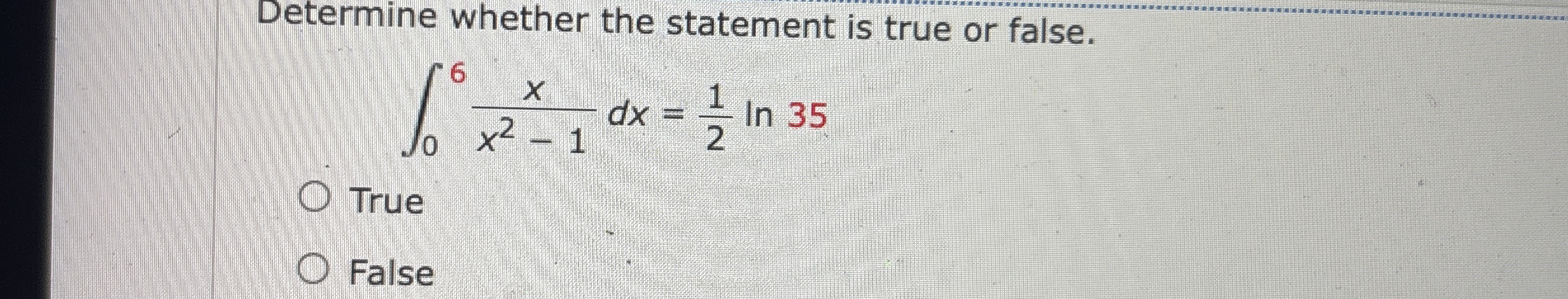 Determine whether the statement is true or false.