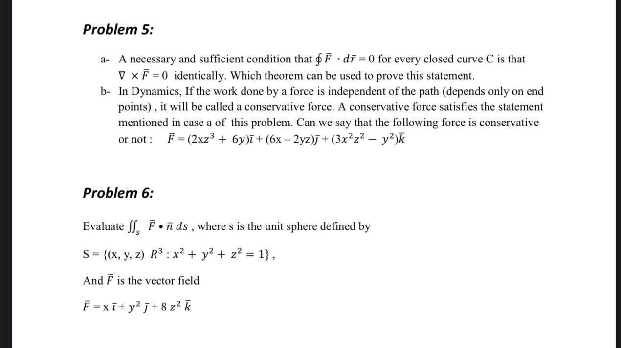 Problem 5 : a - A necessary and sufficient
