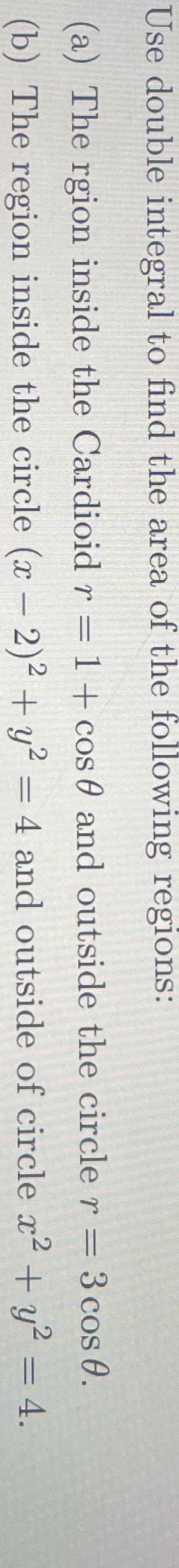 Use double integral to find the area of the
