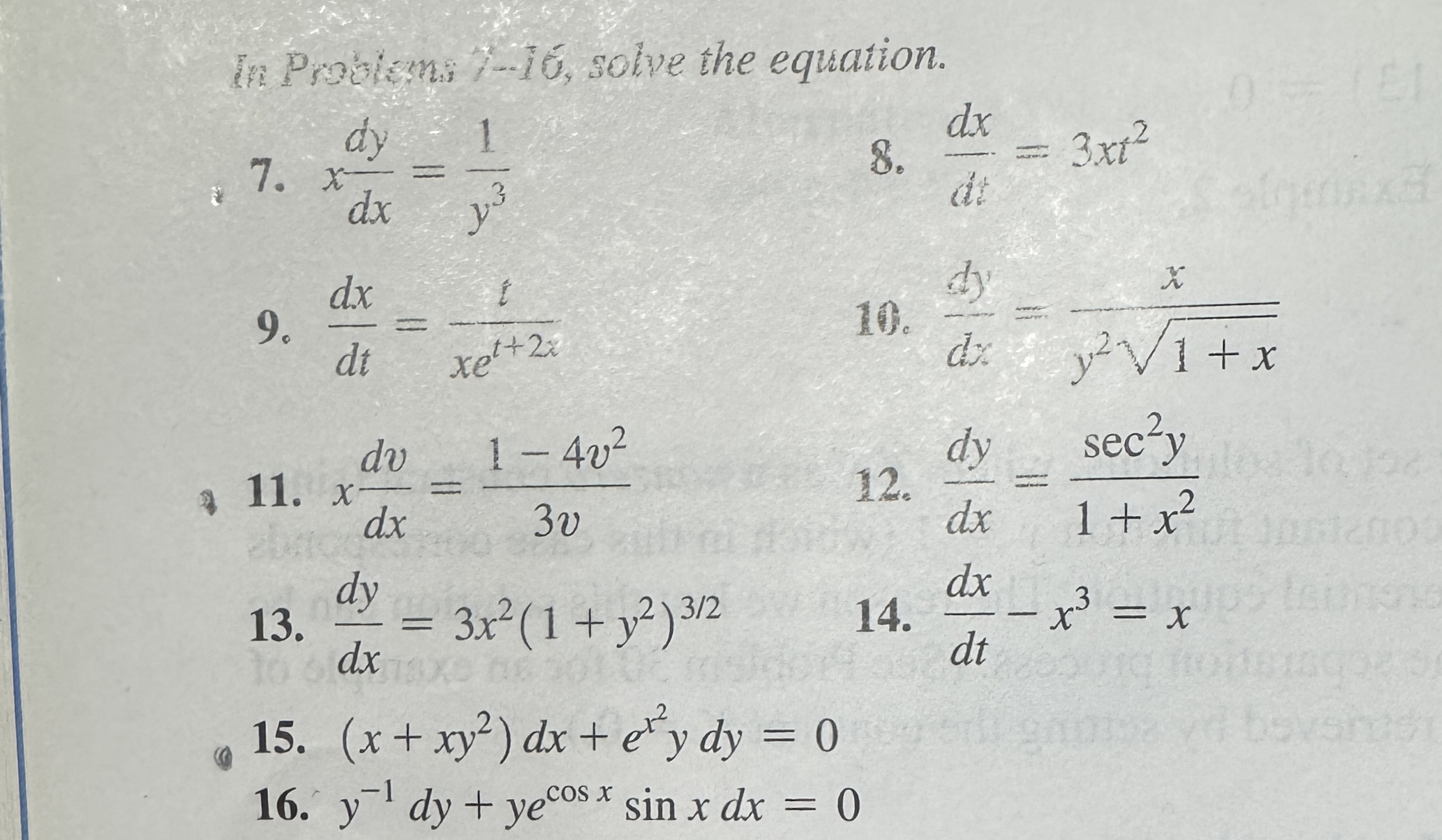 In Prodismi 7 - 1 6 , solve the equation. 7 . x d