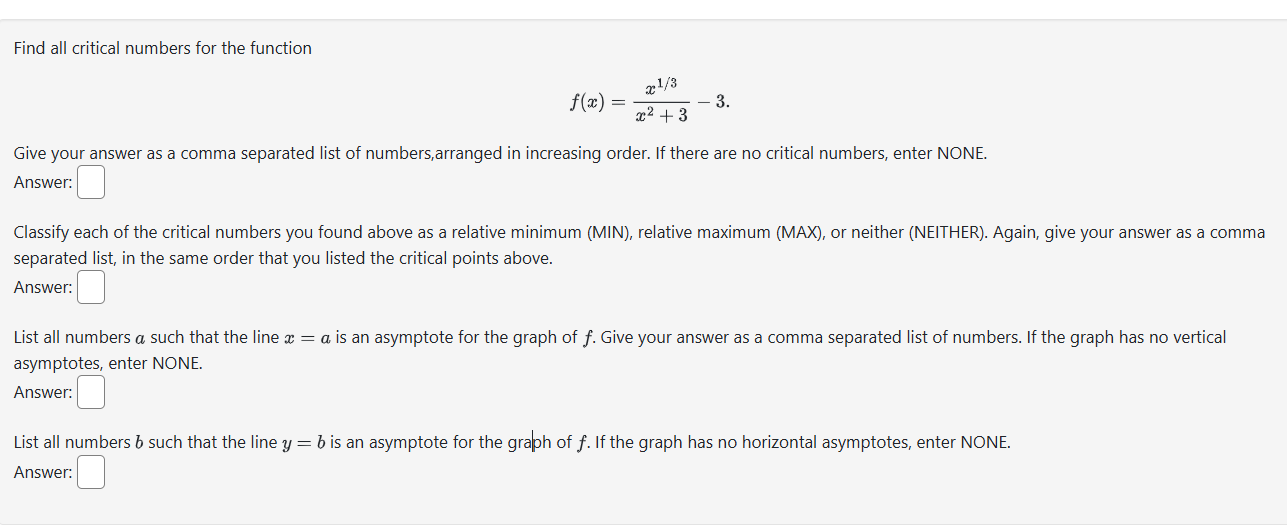 Find all critical numbers for the function \ [ f