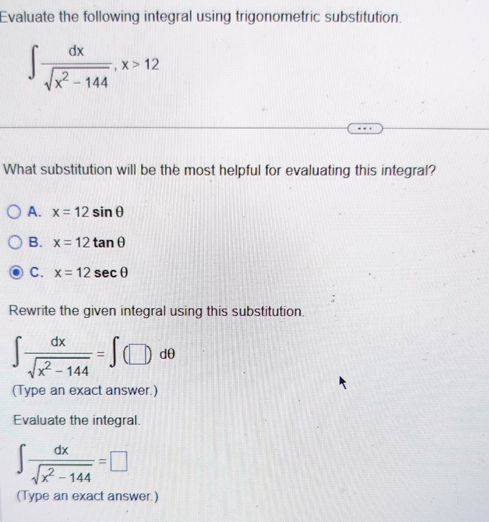 Evaluate the following integral using