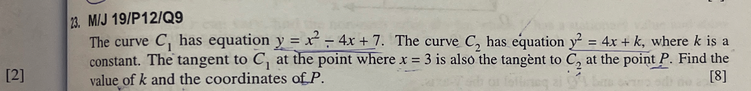 M / J 1 9 / P 1 2 / Q 9 The curve C 1 has