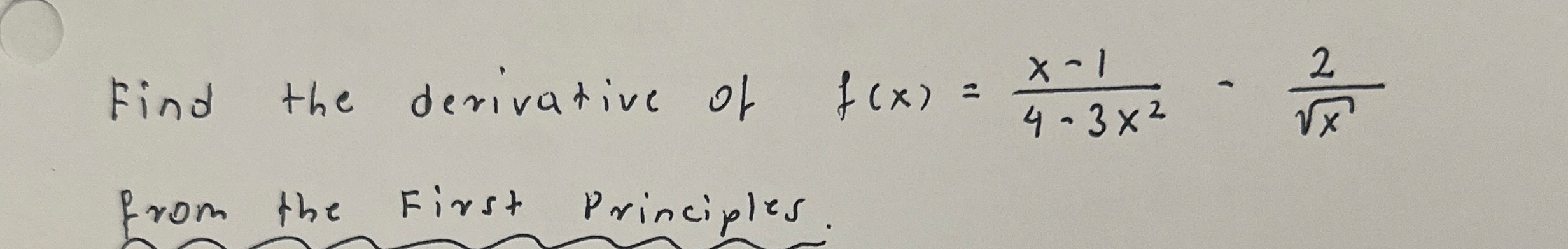 Find the derivative of f ( x ) = x - 1 4 - 3 x 2