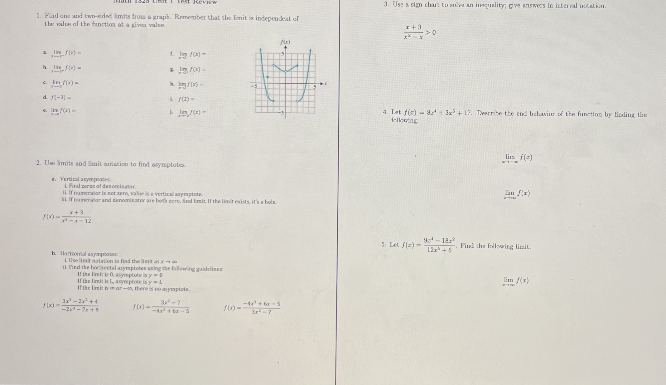 Find one and two - sided limits from a graph.