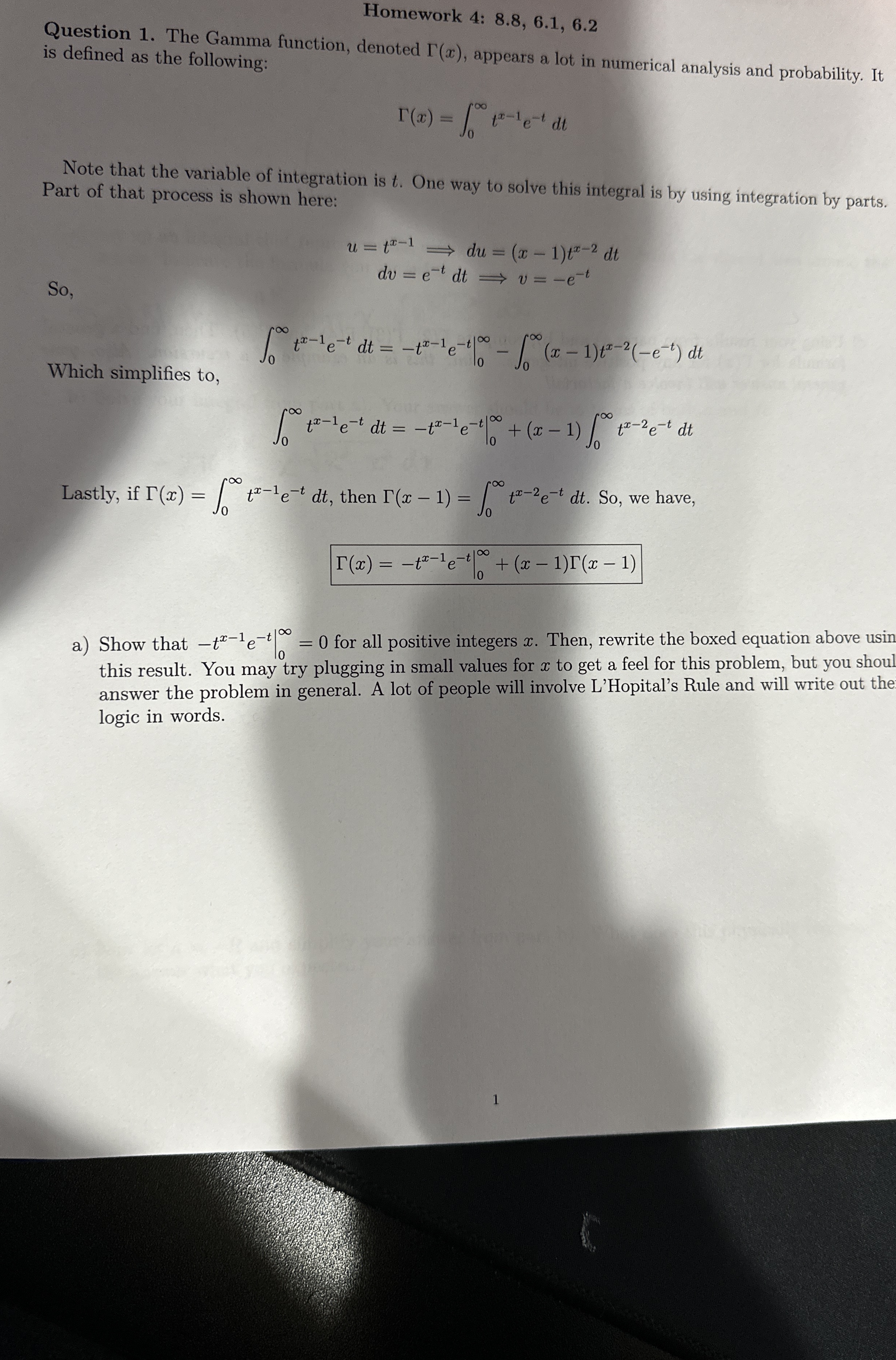 Homework 4 : 8 . 8 , 6 . 1 , 6 . 2 Question 1 .