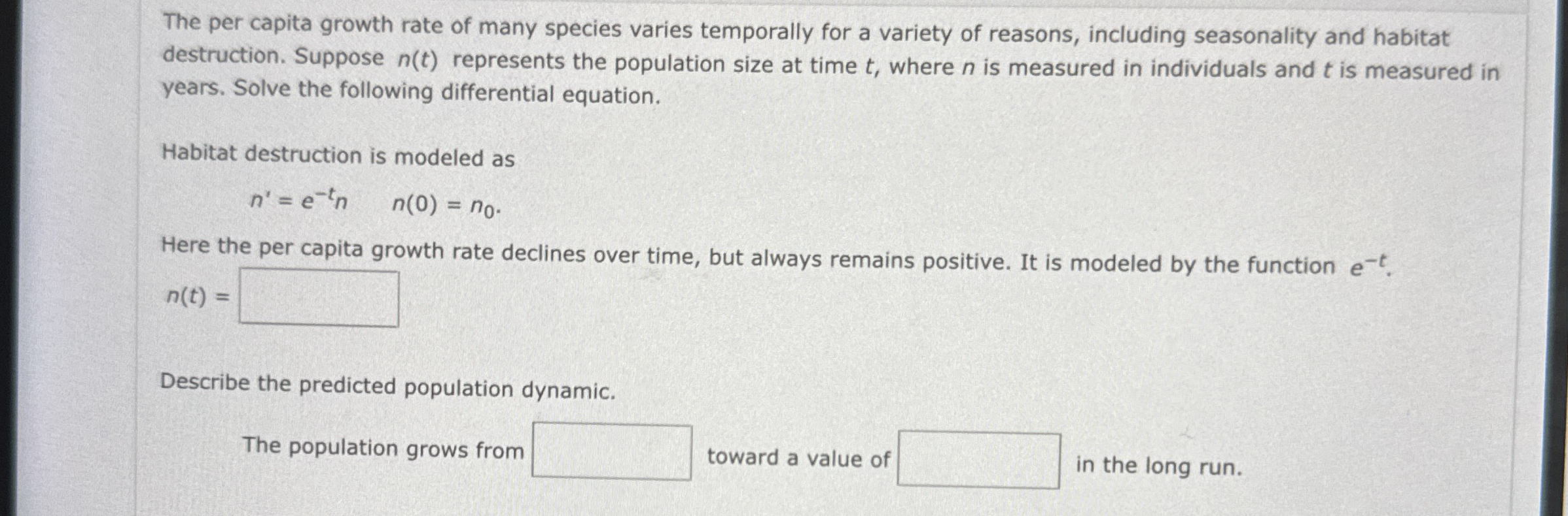 The per capita growth rate of many species varies