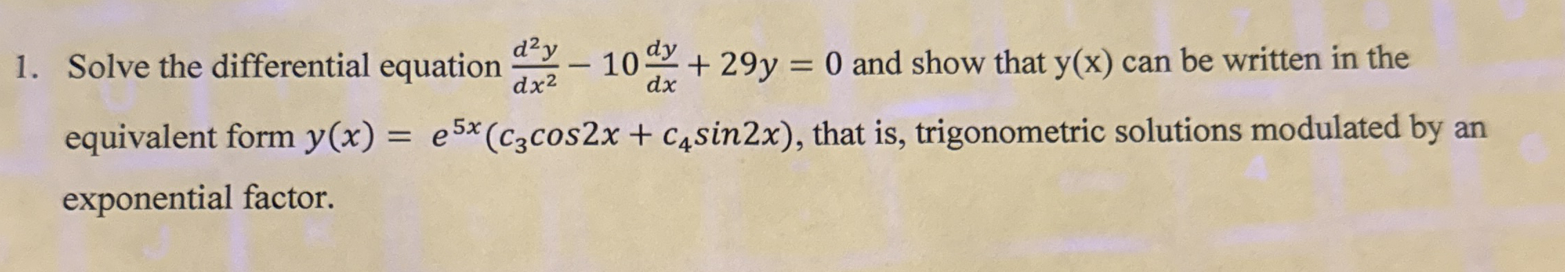 Solve the differential equation d 2 y d x 2 - 1 0