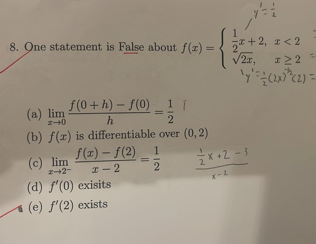 ( a ) lim x 0 f ( 0 + h ) - f ( 0 ) h = 1 2 ( b )