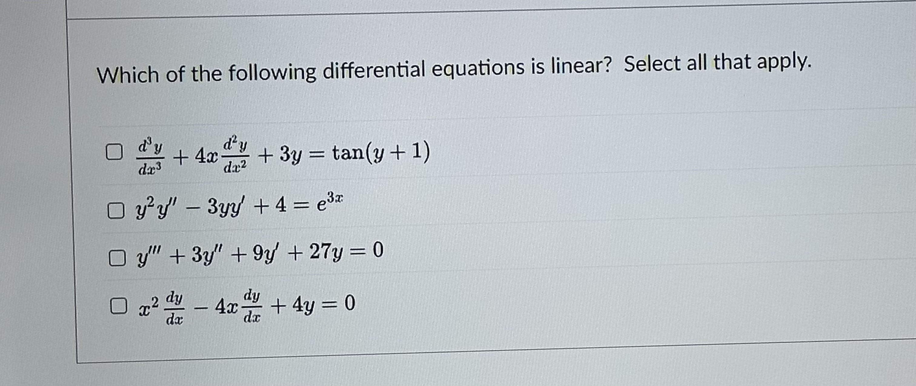 Which of the following differential equations is