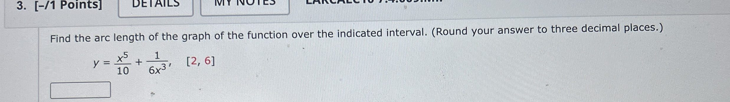 Find the arc length of the graph of the function