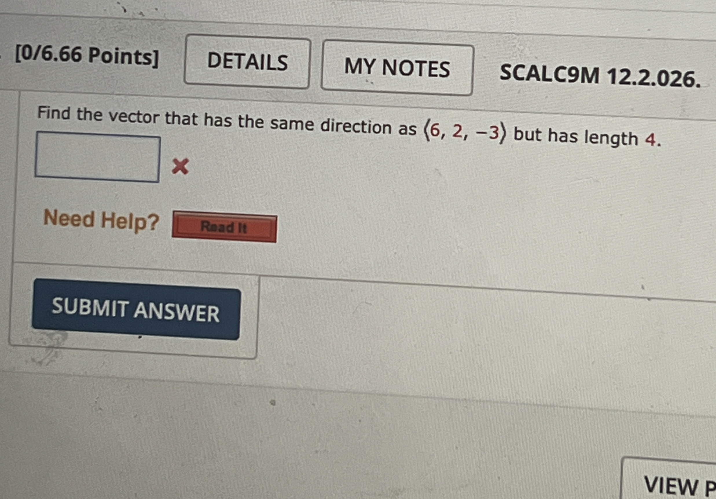 [ 0 / 6 . 6 6 Points ] SCALC 9 M 1 2 . 2 . 0 2 6