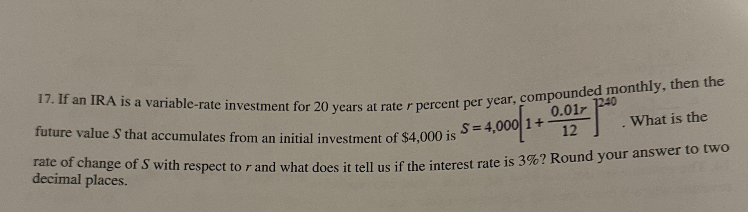 If an IRA is a variable - rate investment for 2 0
