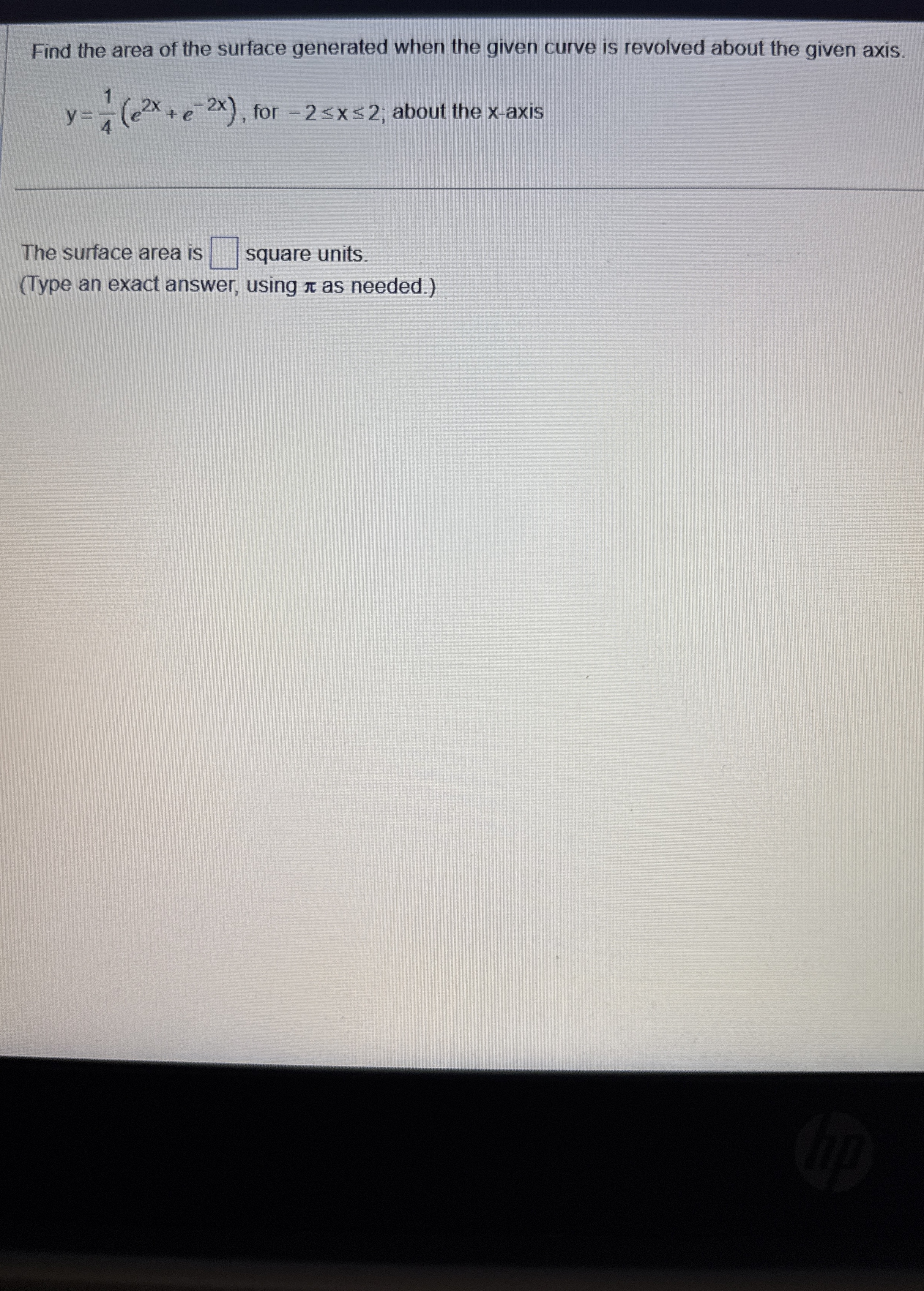 Find the area of the surface generated when the