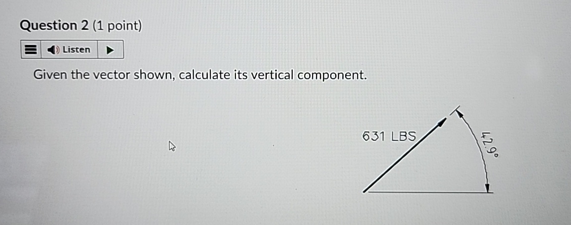 Given the vector shown, calculate its vertical