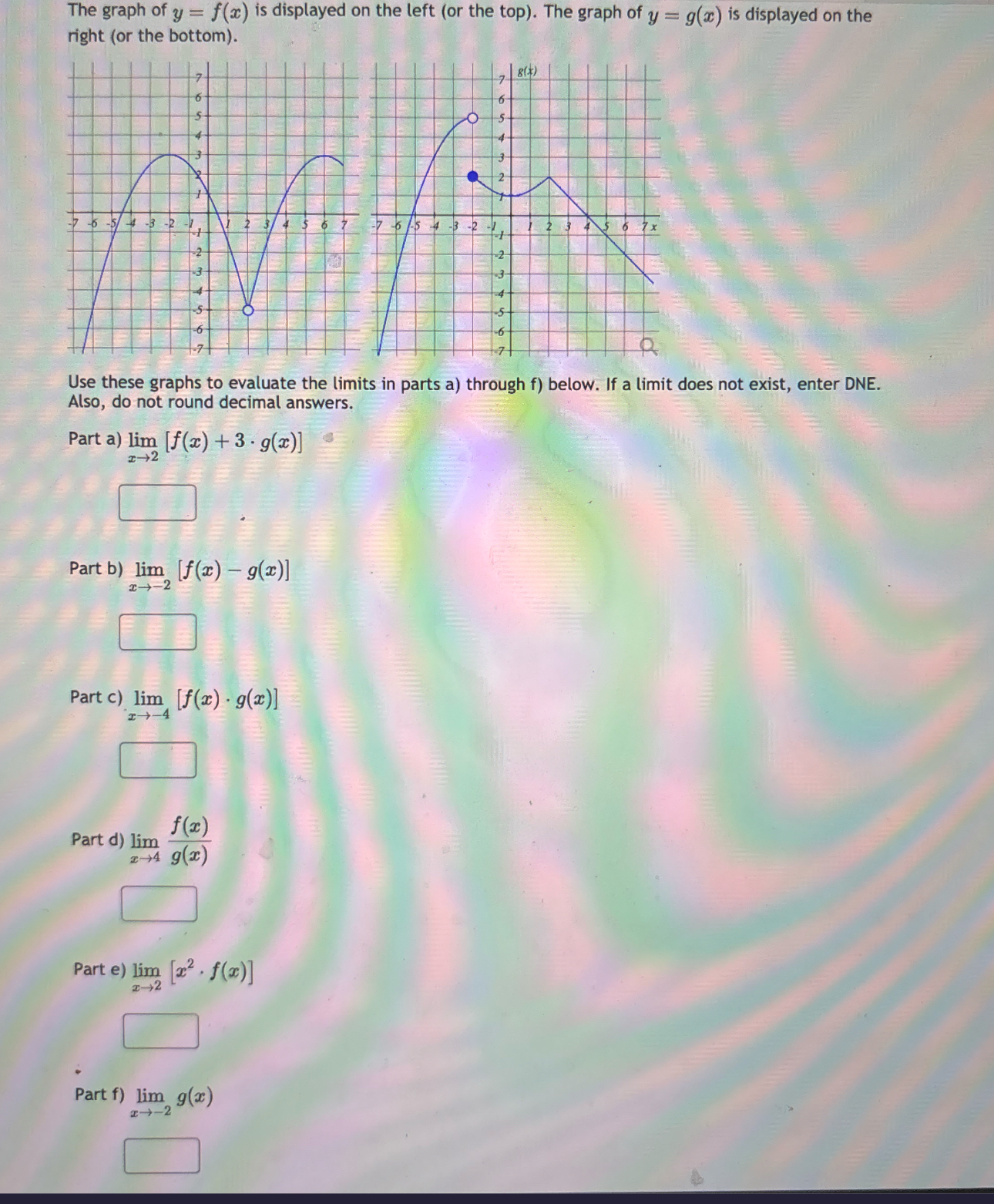 The graph of y = f ( x ) is displayed on the left