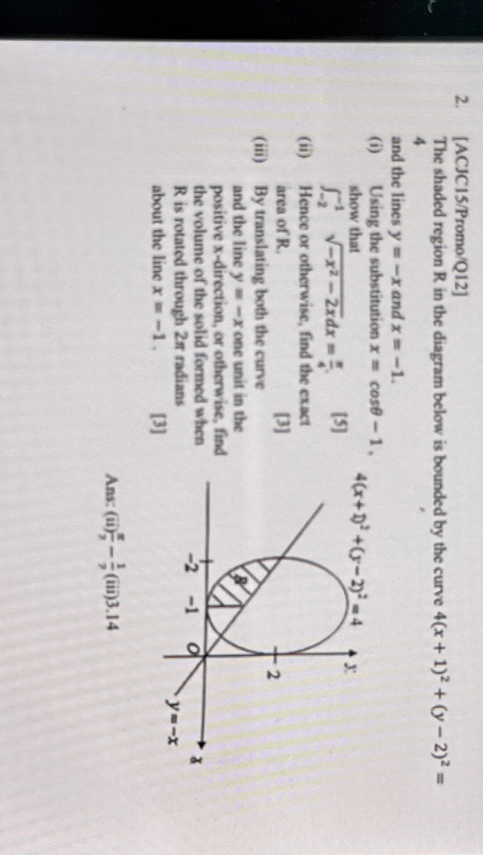 [ ACJC 1 5 / Promo / Q 1 2 ] The shaded region R