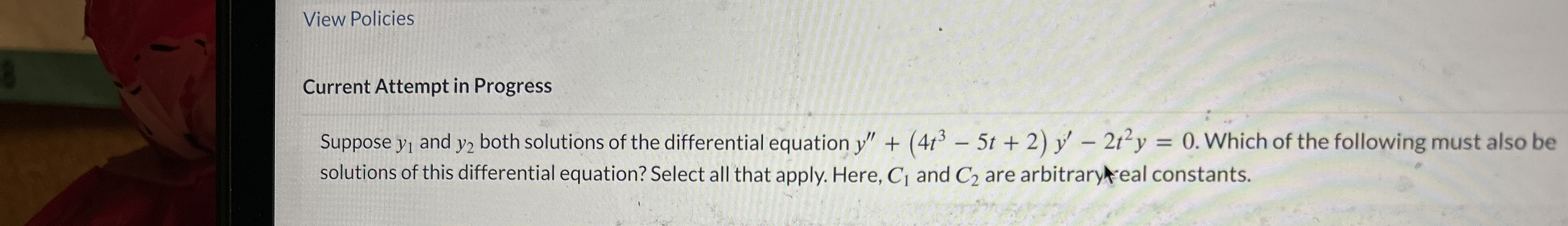 View Policies Current Attempt in Progress Suppose