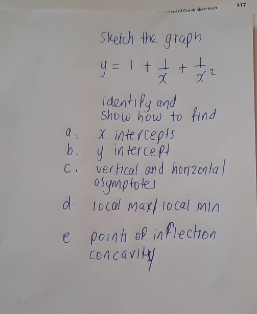 Sketch the graph y = 1 + 1 x + 1 x 2 identify and