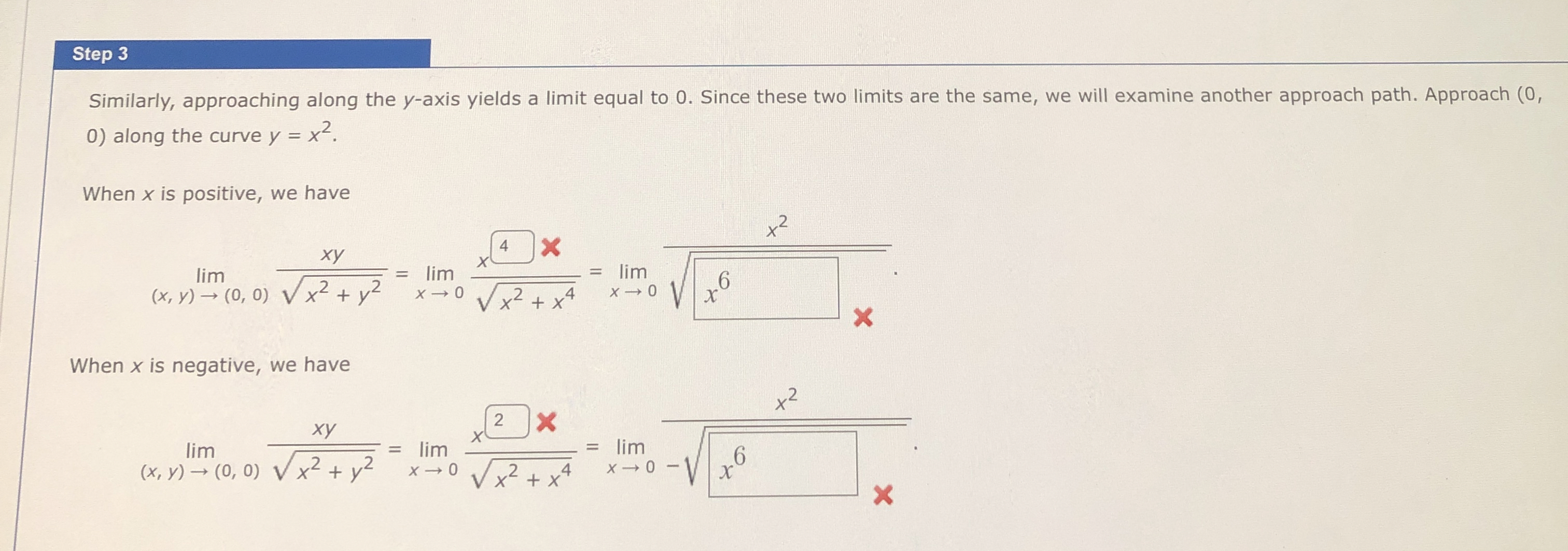 Step 3 Similarly, approaching along the y - axis