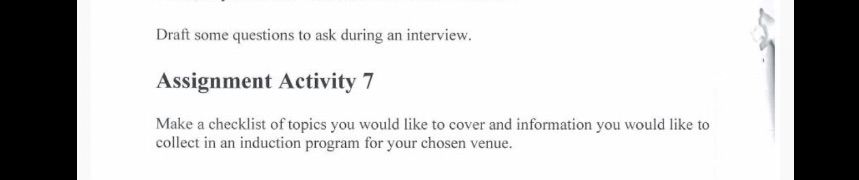 Can you create aa induction checklist by