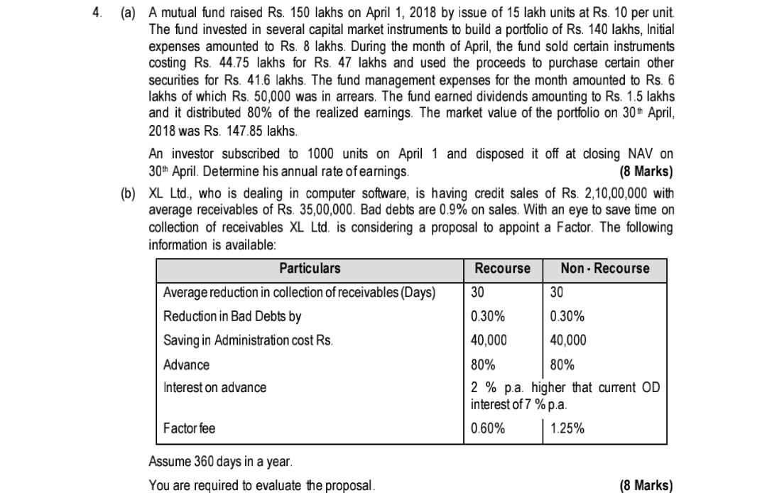 need urgently 4. (a) A mutual fund raised Rs. 150
