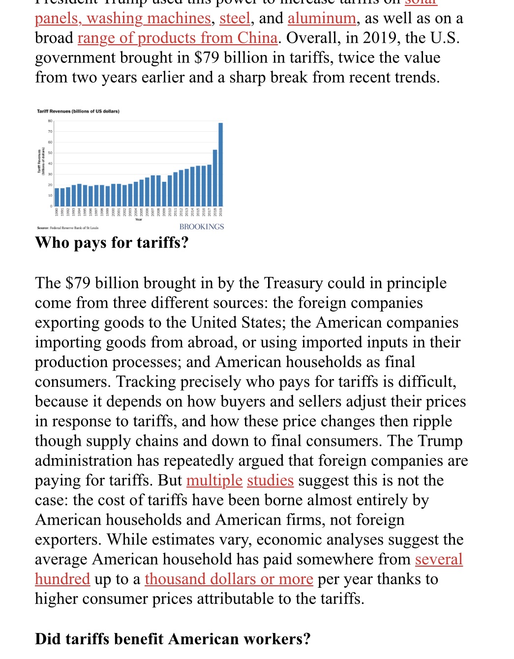 1. Why do we need tariffs? 2. Who pays for these