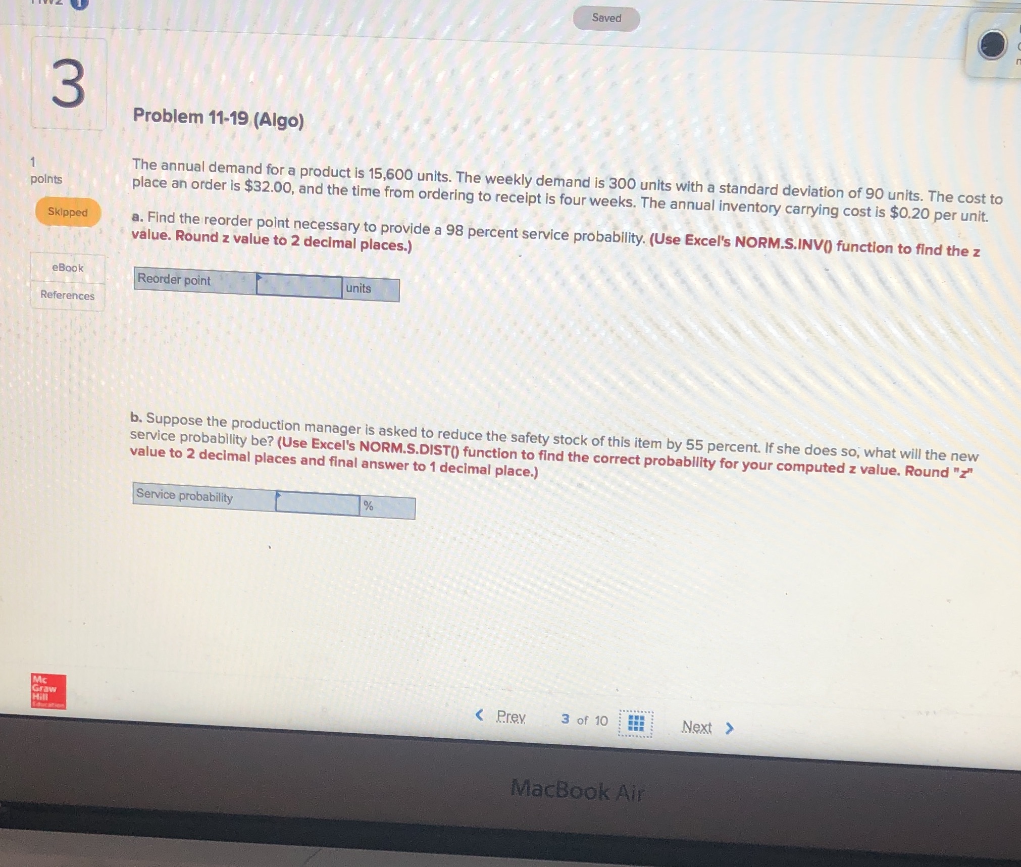 Hw2 question 3 Saved 3 Problem 11-19 (Algo) The
