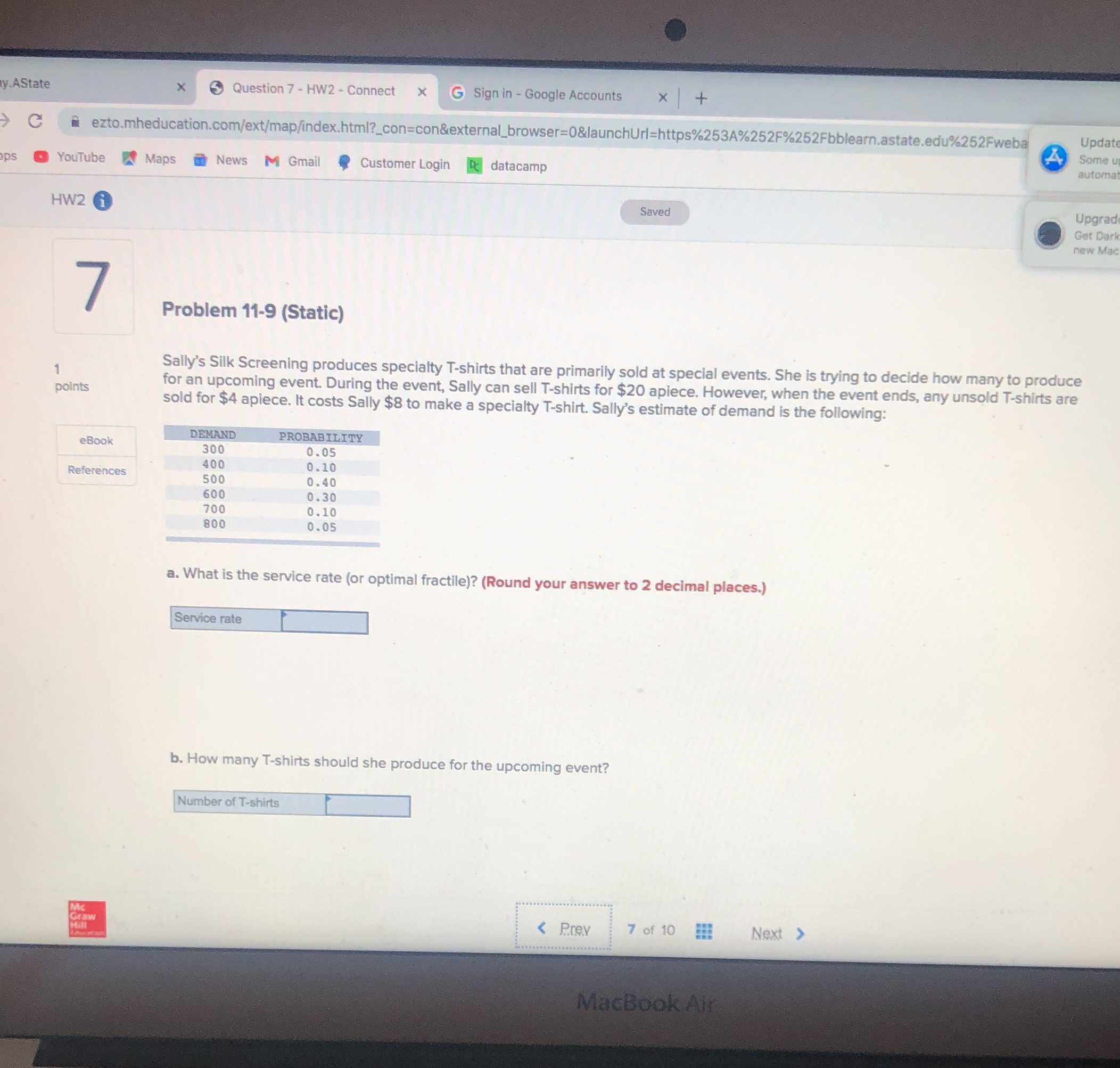 Hw2 question 7 AState X Question 7 - HW2 -