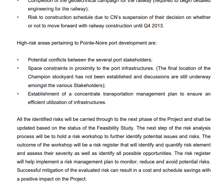 1.17 Risks A number of potential project risks