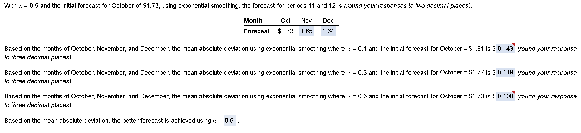 Answers are given. Please give me an excel