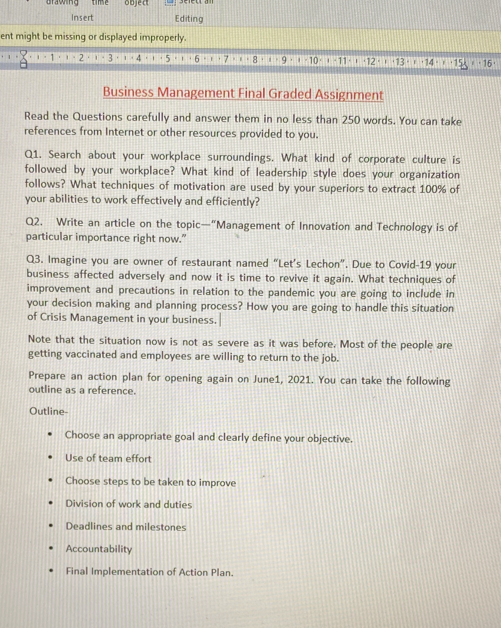 object Insert Editing ent might be missing or