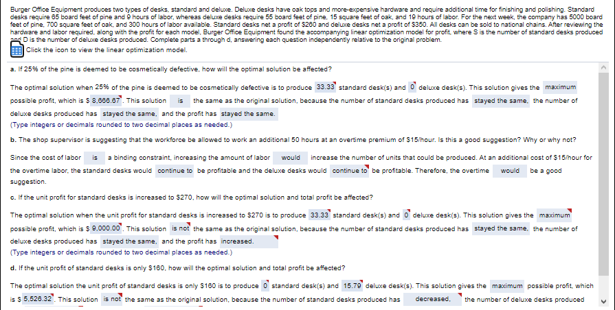 Burger Office Equipment produces two types
