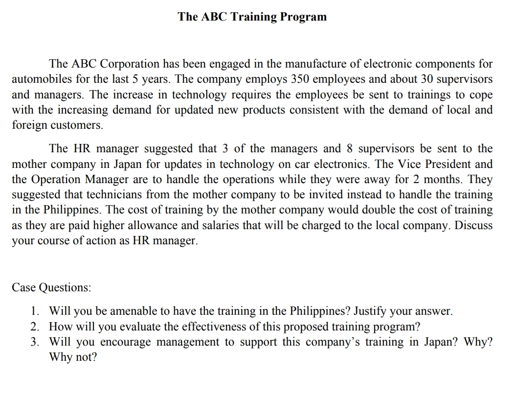 Training and DEVELOPMENT subject The ABC Training