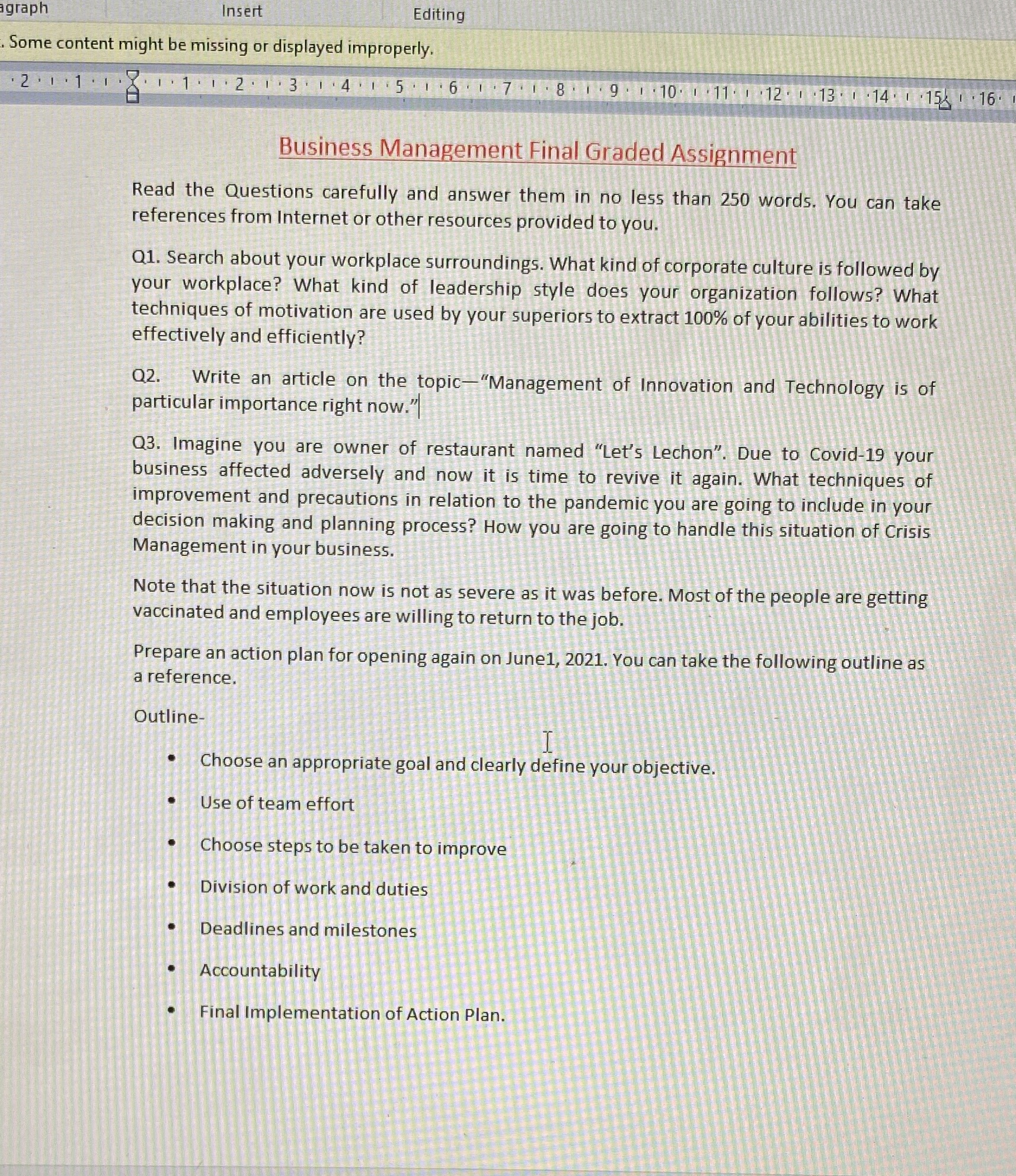 graph Insert Editing Some content might be