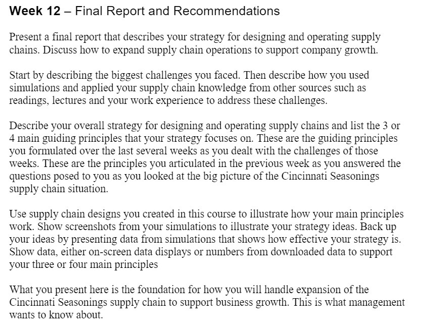 Week 12 Final Report and Recommendations Present