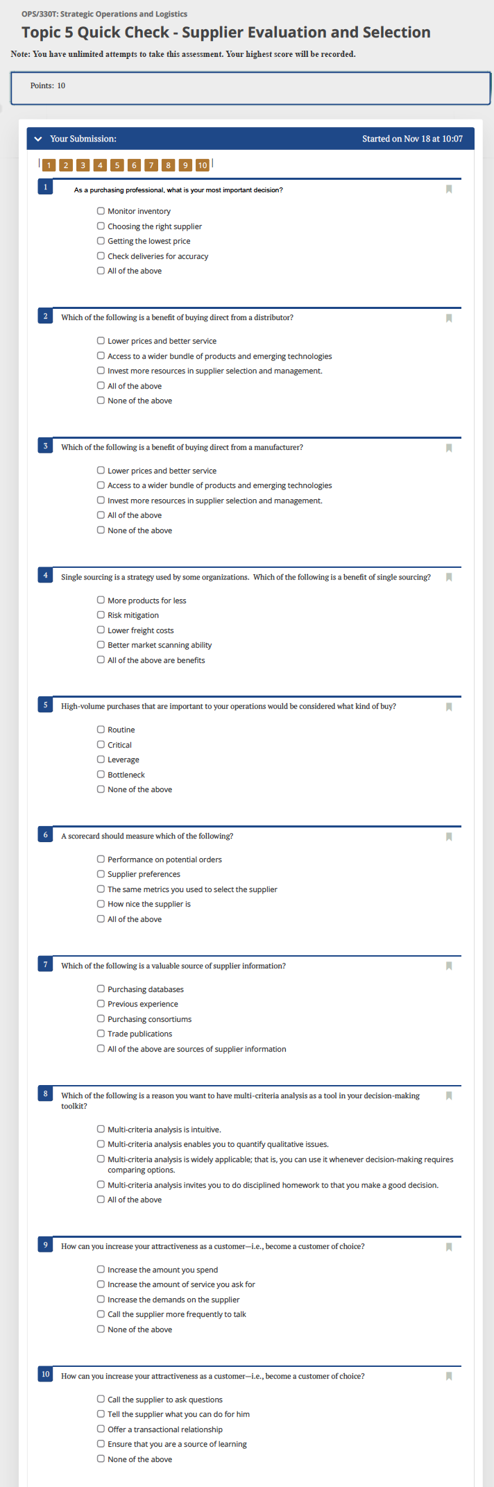 OPS/330T: Strategic Operations and Logistics