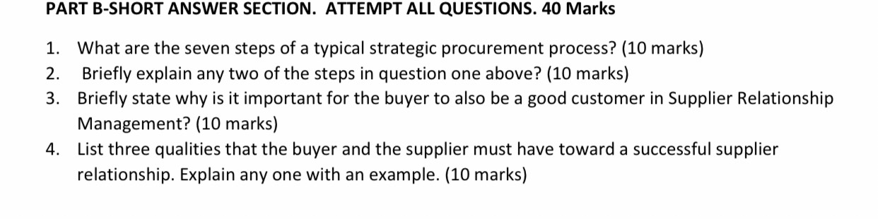 PART B-SHORT ANSWER SECTION. ATTEMPT ALL