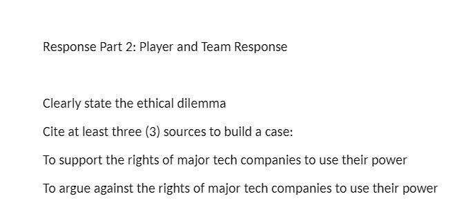 Response Part 2: Player and Team Response Clearly