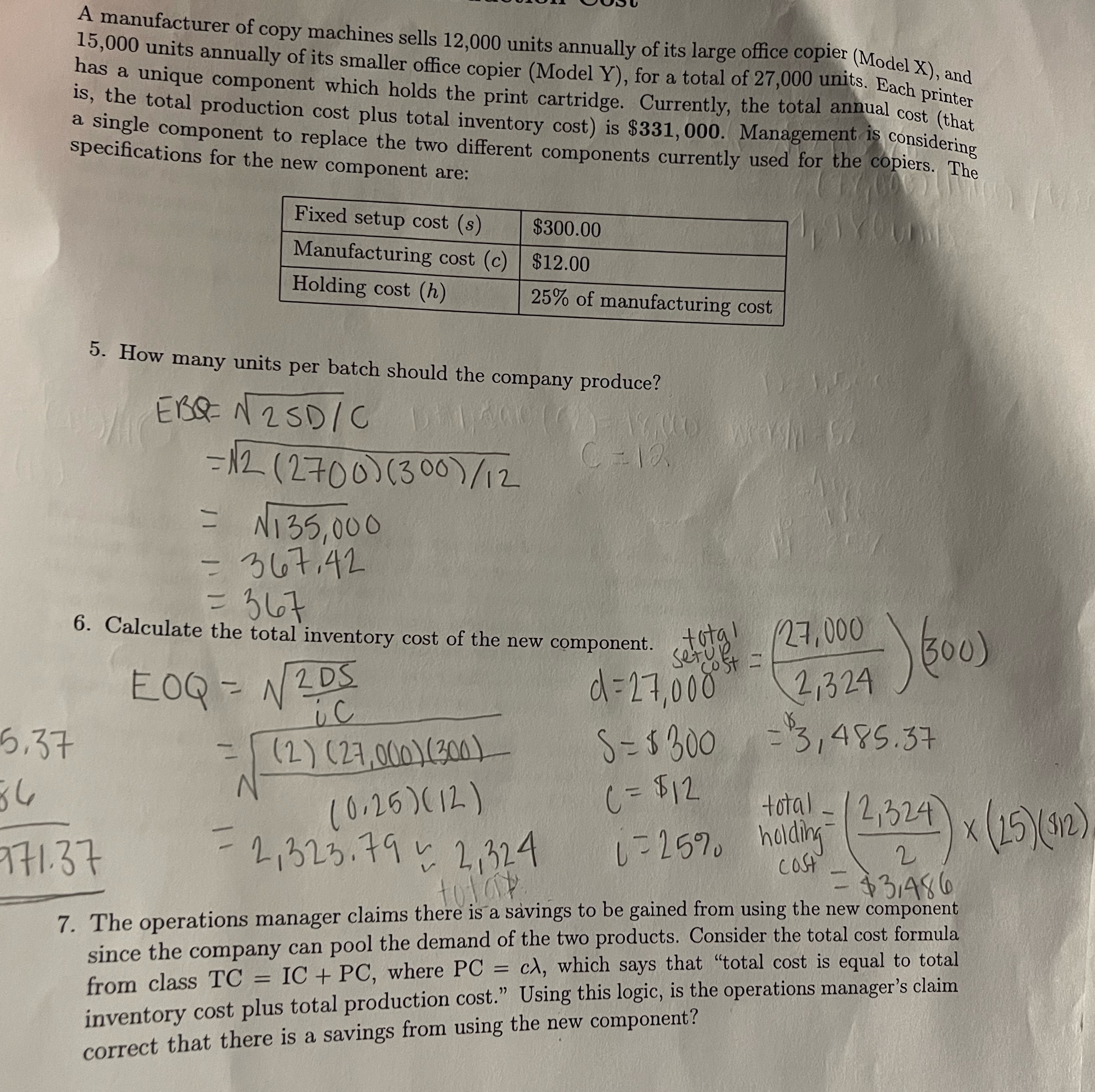 #7 A manufacturer of copy machines sells 12,000