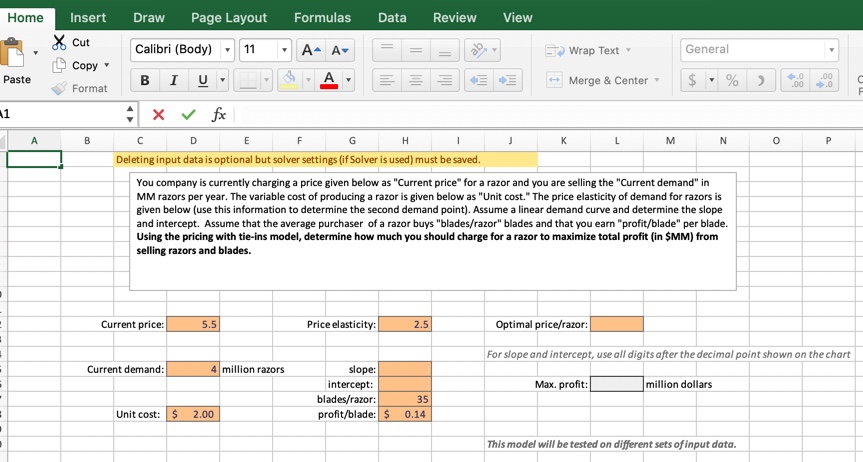 You company is currently charging a price given