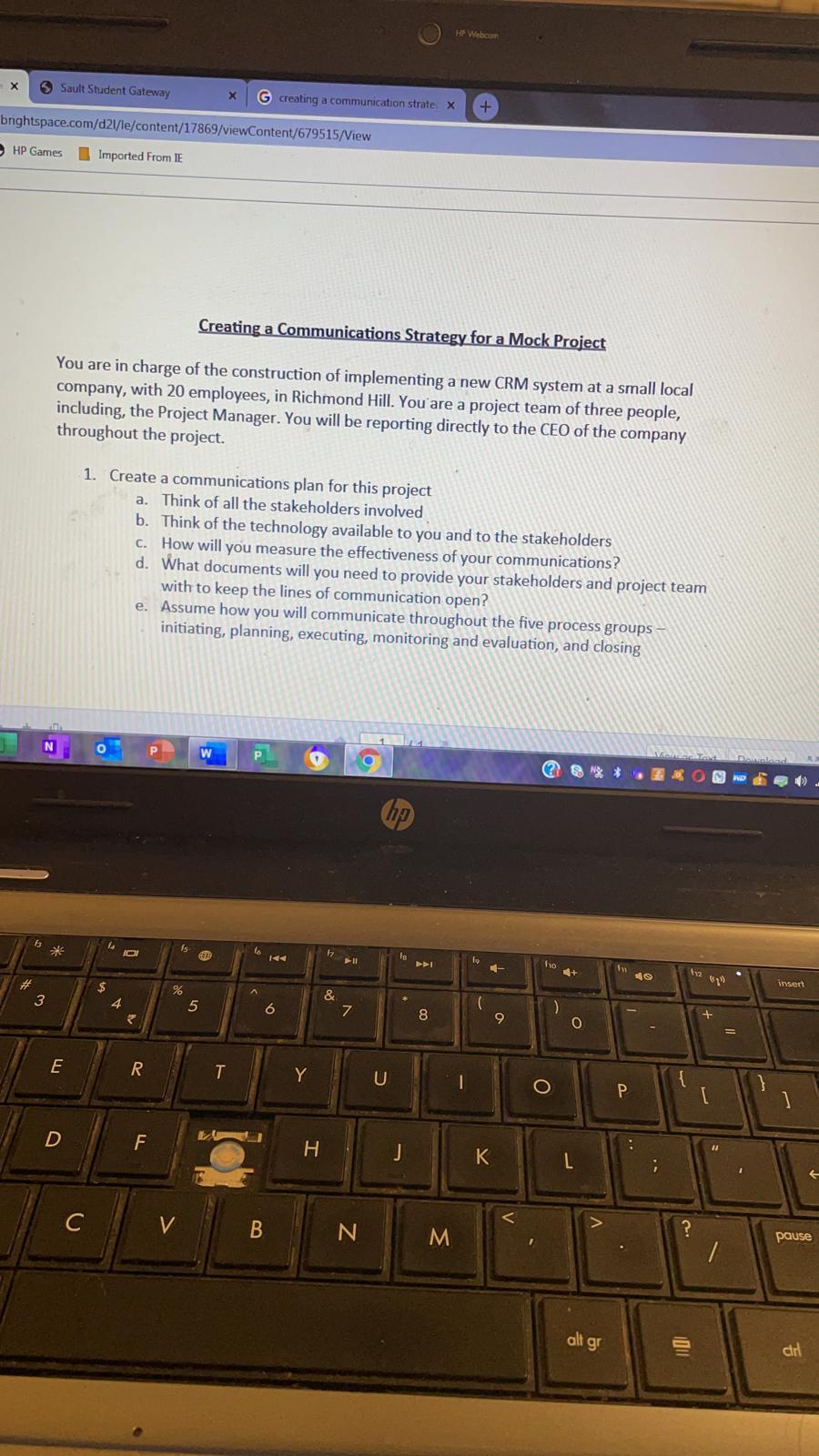 What is the communication plan for mock project?