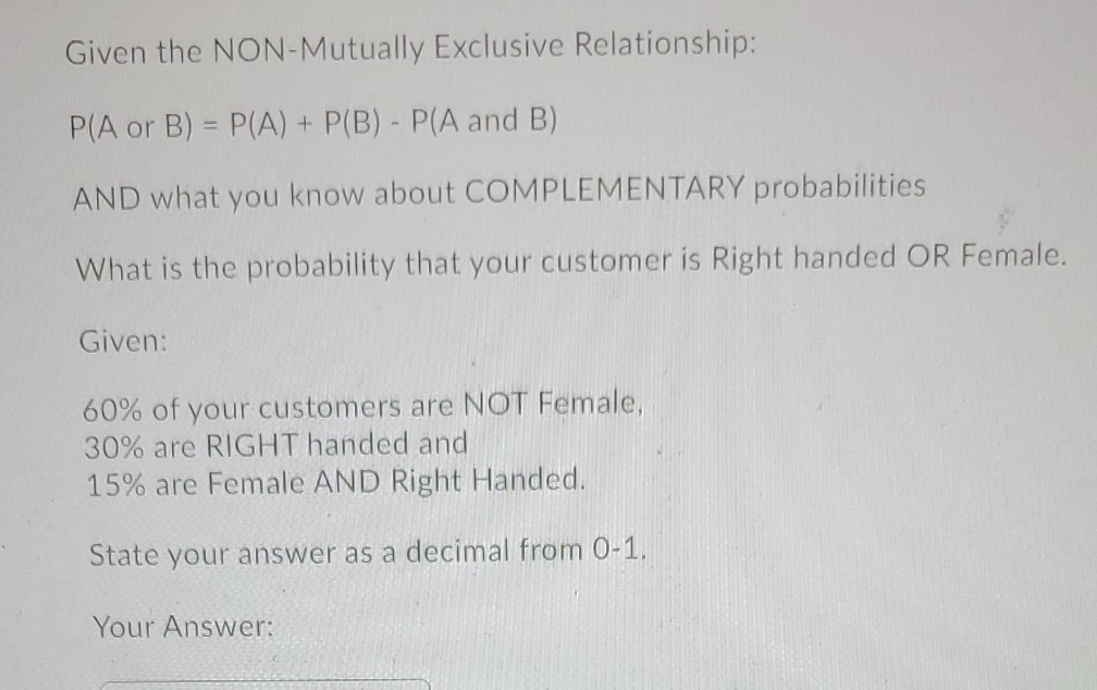 quality project management Given the NON-Mutually