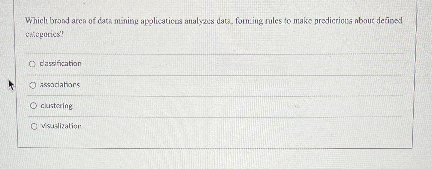 Which broad area of data mining applications